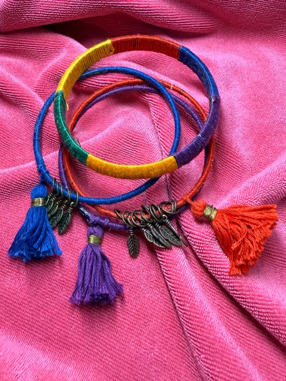 Vintage colorful Tassel Friendship Bracelet Set - Multicolor